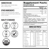 Triquetra Health Plant Aminos 240g side view with nutritional information