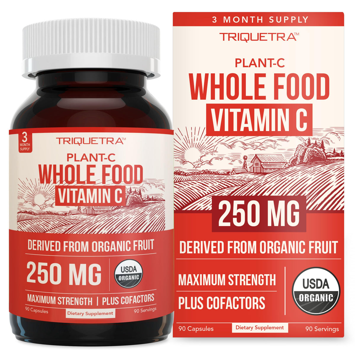 Triquetra Health Plant-C Organic Vitamin C 250mg Capsules front view
