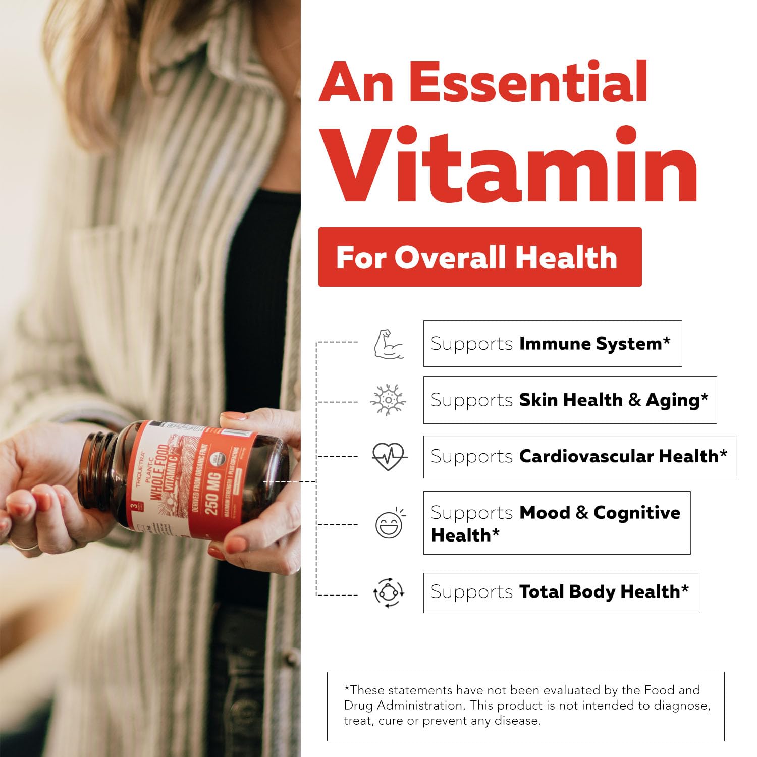 Triquetra Health Plant-C Organic Vitamin C 250mg Capsules with organic fruits