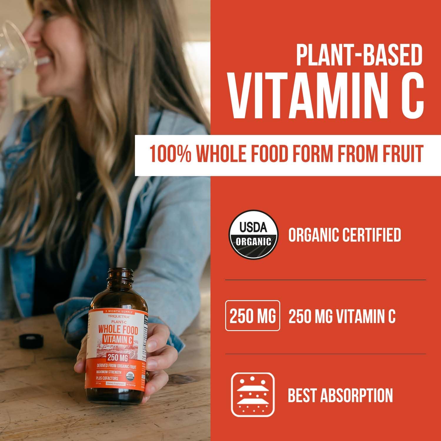 Triquetra Health Plant-C Organic Vitamin C 250mg side view