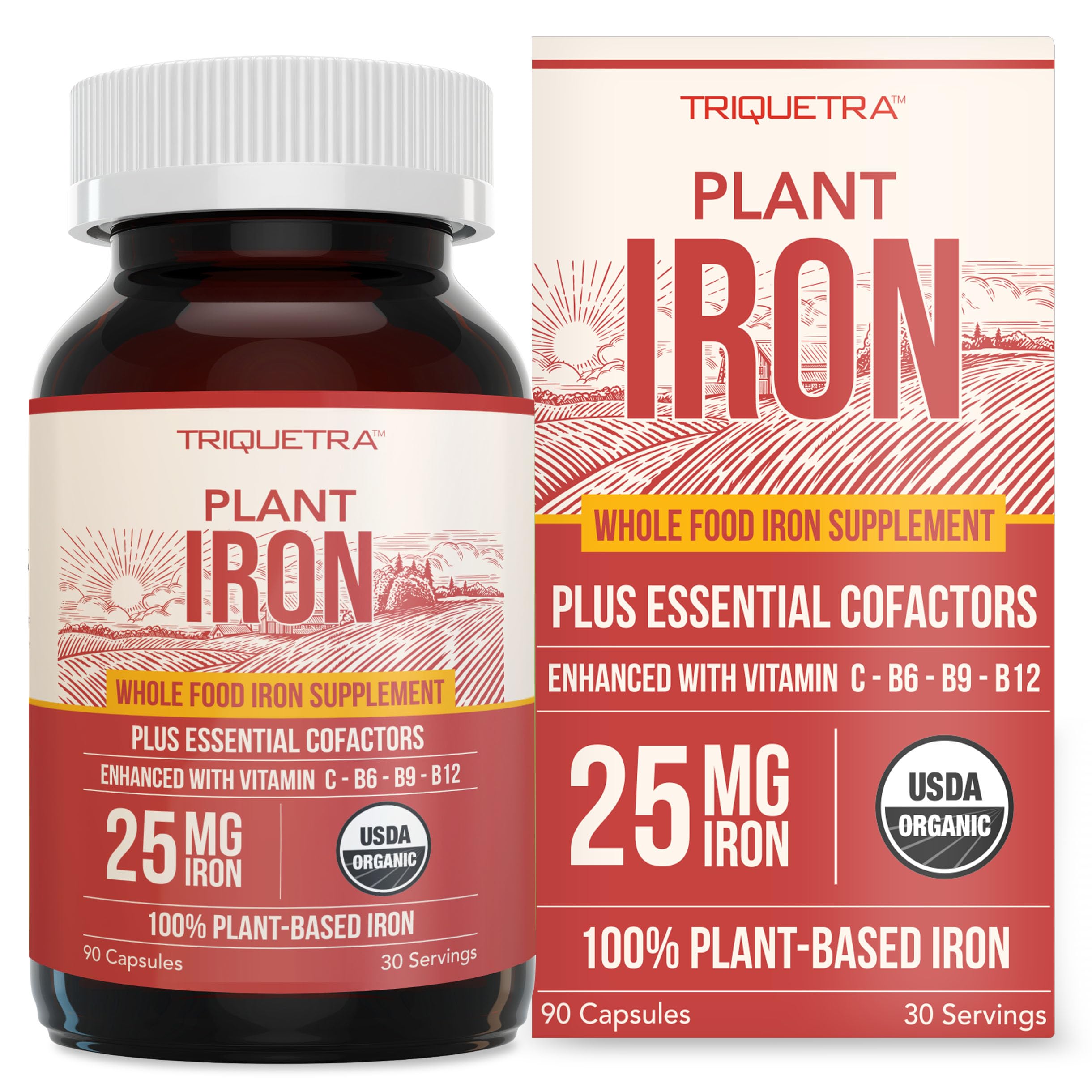 Triquetra Health Plant Iron supplement front view with packaging