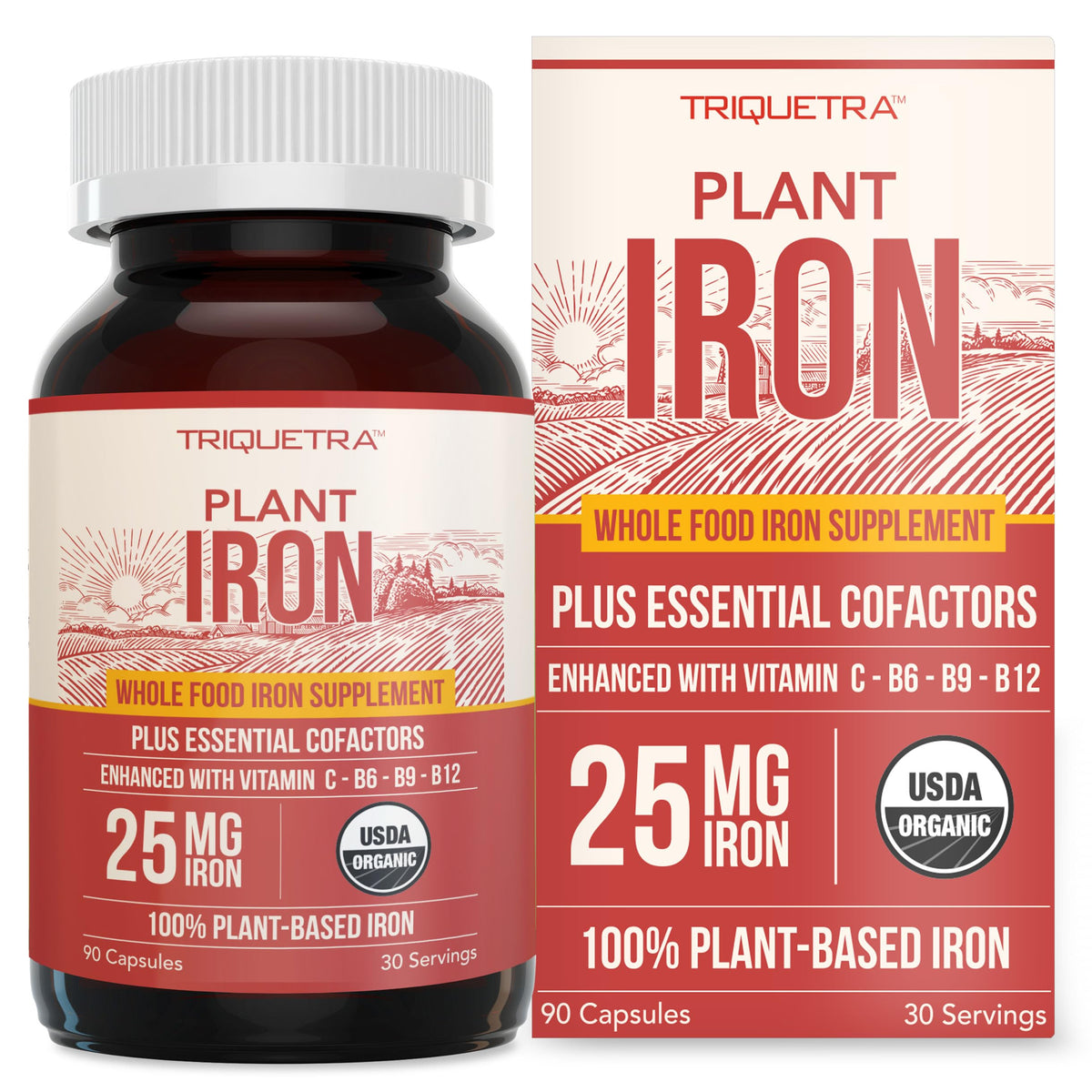 Triquetra Health Plant Iron supplement front view with packaging