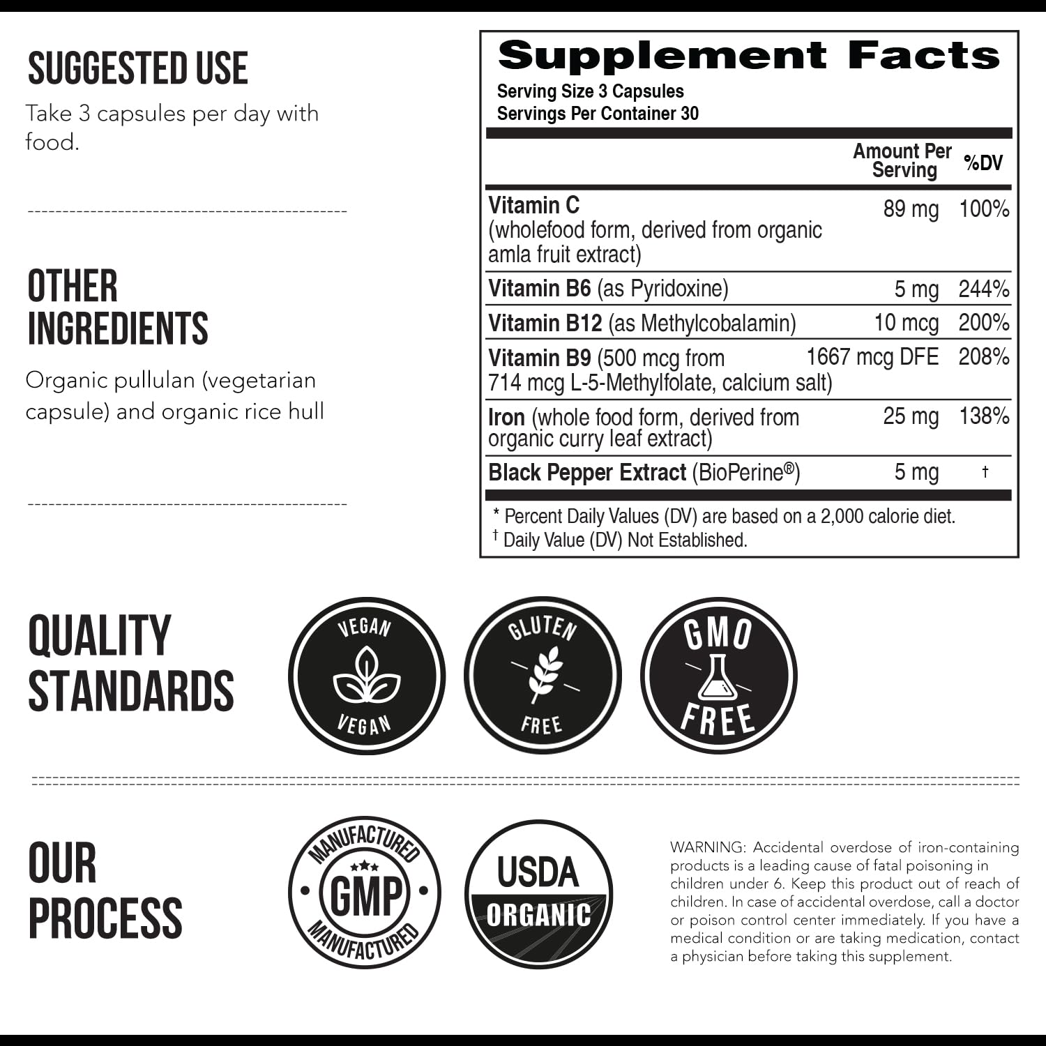 Triquetra Health Plant Iron supplement on a wooden table