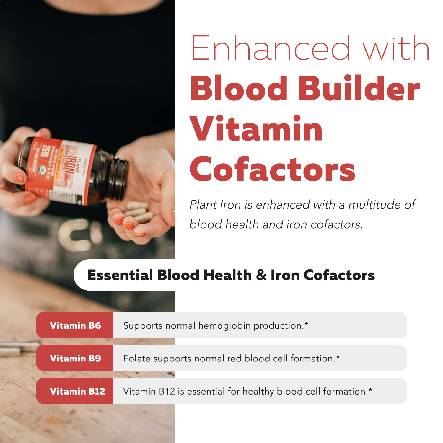 Triquetra Health Plant Iron supplement with a measuring spoon