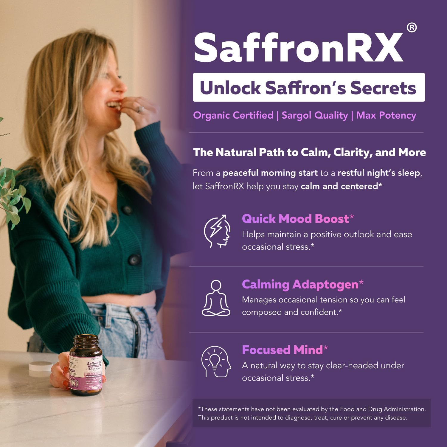 Triquetra Health Saffron Capsules packaging side view