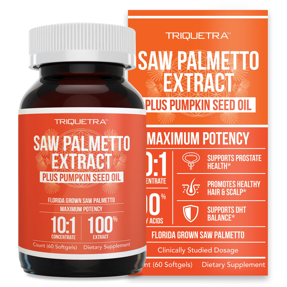 Triquetra Health Saw Palmetto Extract 100% Oil 320mg front view