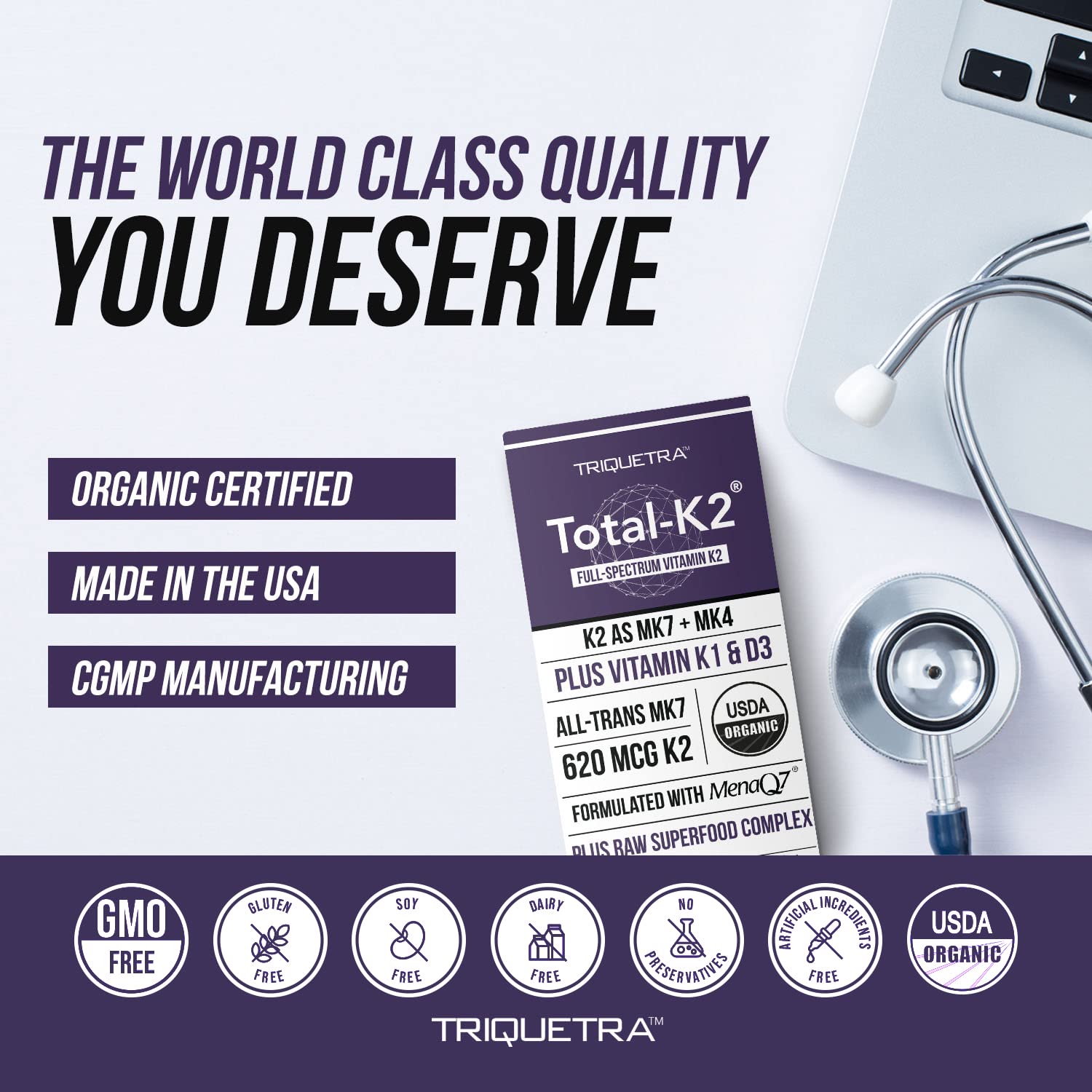 Triquetra Health Total K2 Vitamin K2 MK7 & MK4 lifestyle scene