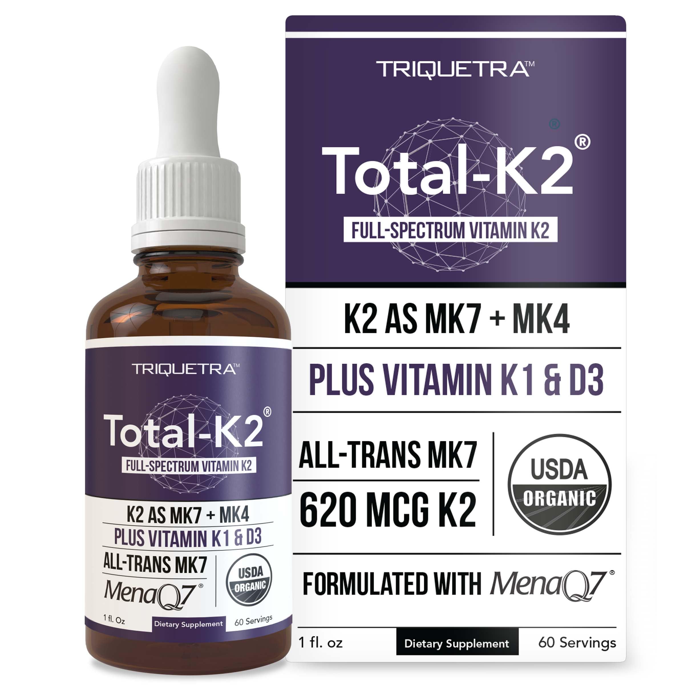 Triquetra Health Total K2 Vitamin K2 MK7 & MK4 supplement front view