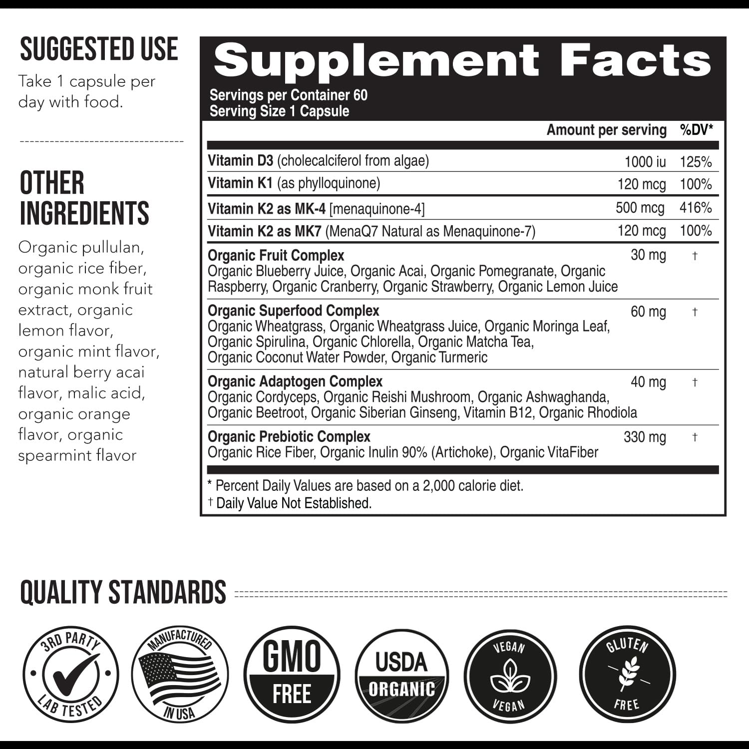 Triquetra Health Total K2 Vitamin K2 MK7 & MK4 with fresh mint