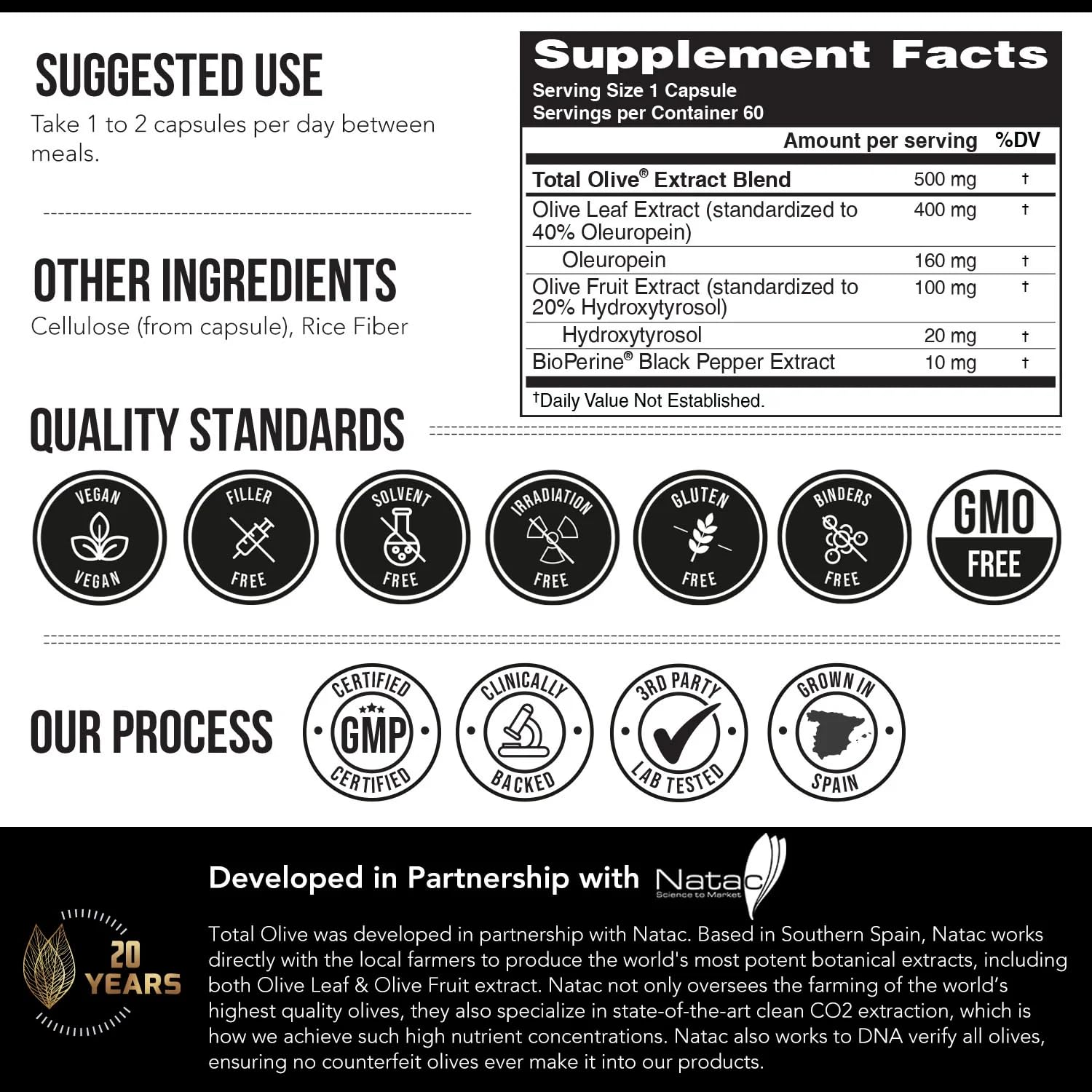 Triquetra Health Total Olive Leaf Extract 40% Oleuropein with olive branches