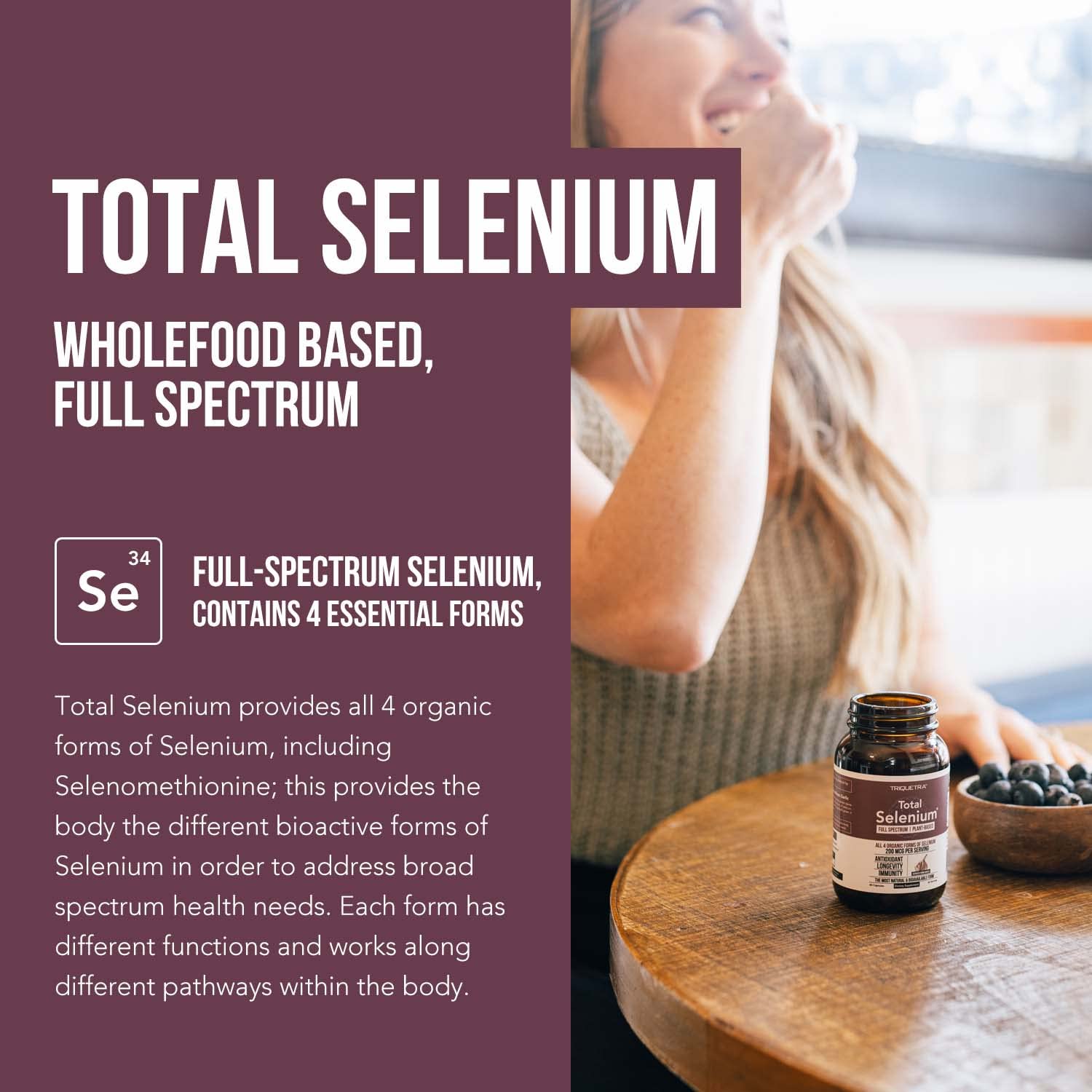 Triquetra Health Total Selenium 200mcg capsules side view