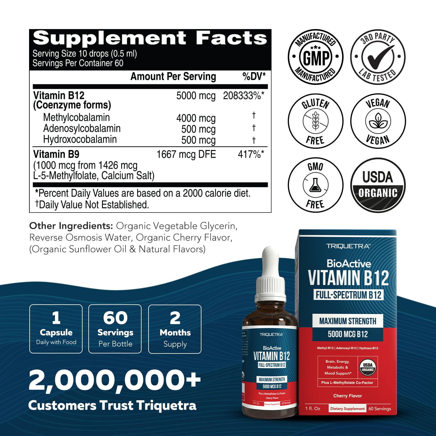 Triquetra Health Vitamin B12 sublingual liquid serving size