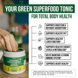 Triquetra Health Wheatgrass Juice Powder in a glass of water