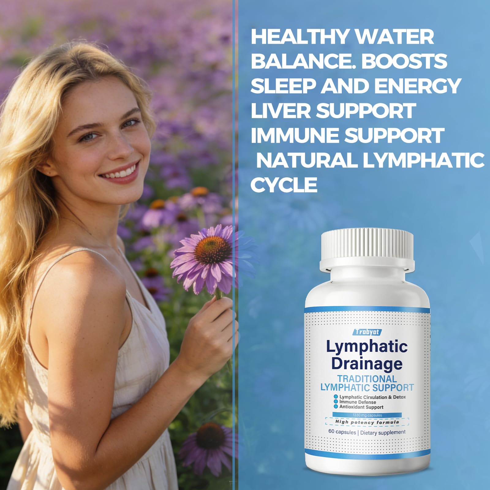 Trobyot Lymphatic Drainage Support Capsules with measuring spoon