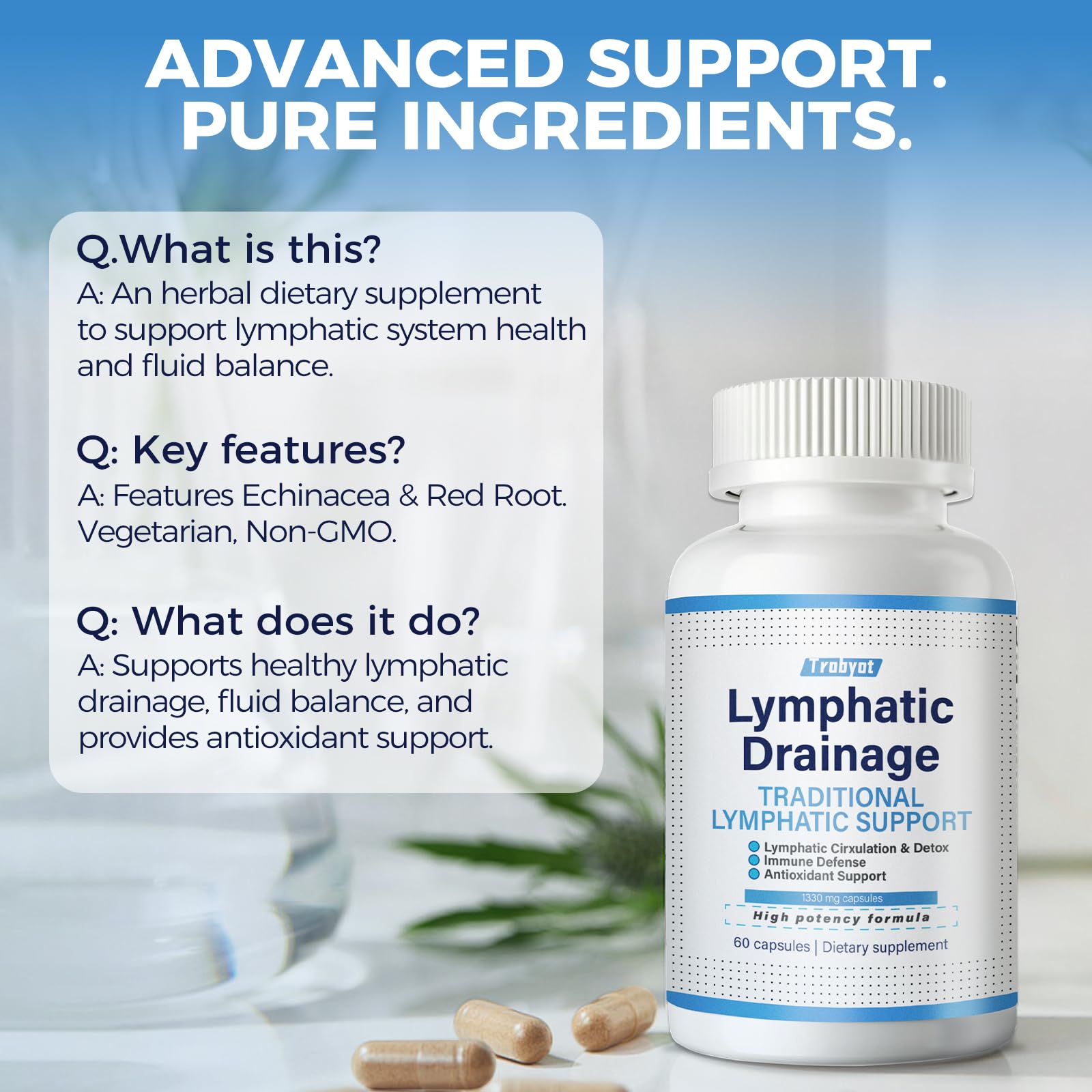 Trobyot Lymphatic Drainage Support Capsules with natural ingredients
