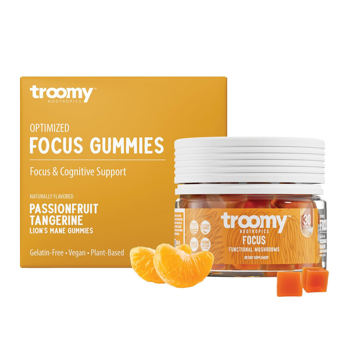 Troomy Nootropics Focus Mushroom Gummies jar front view
