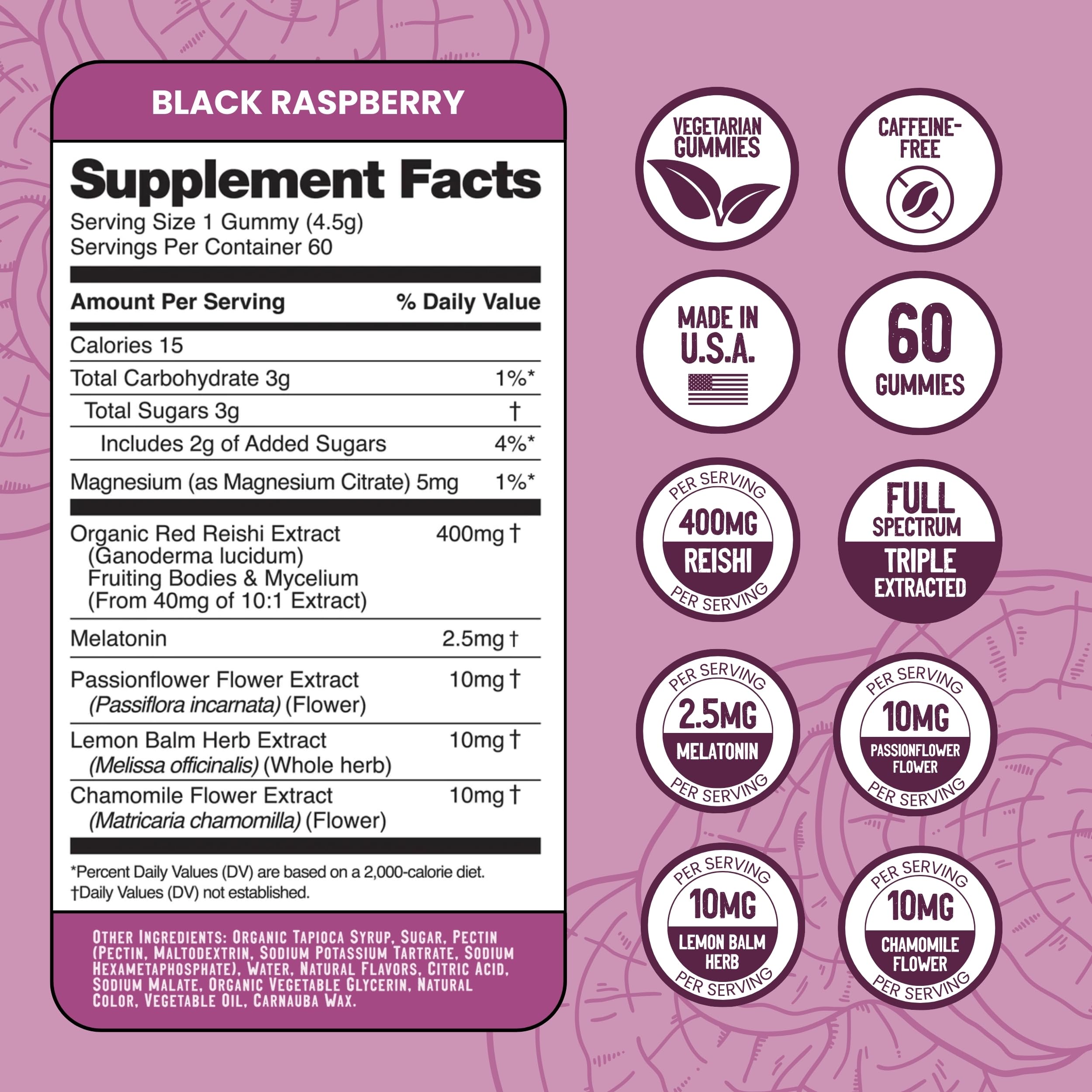 Troomy Nootropics Sleep Gummies nutritional information