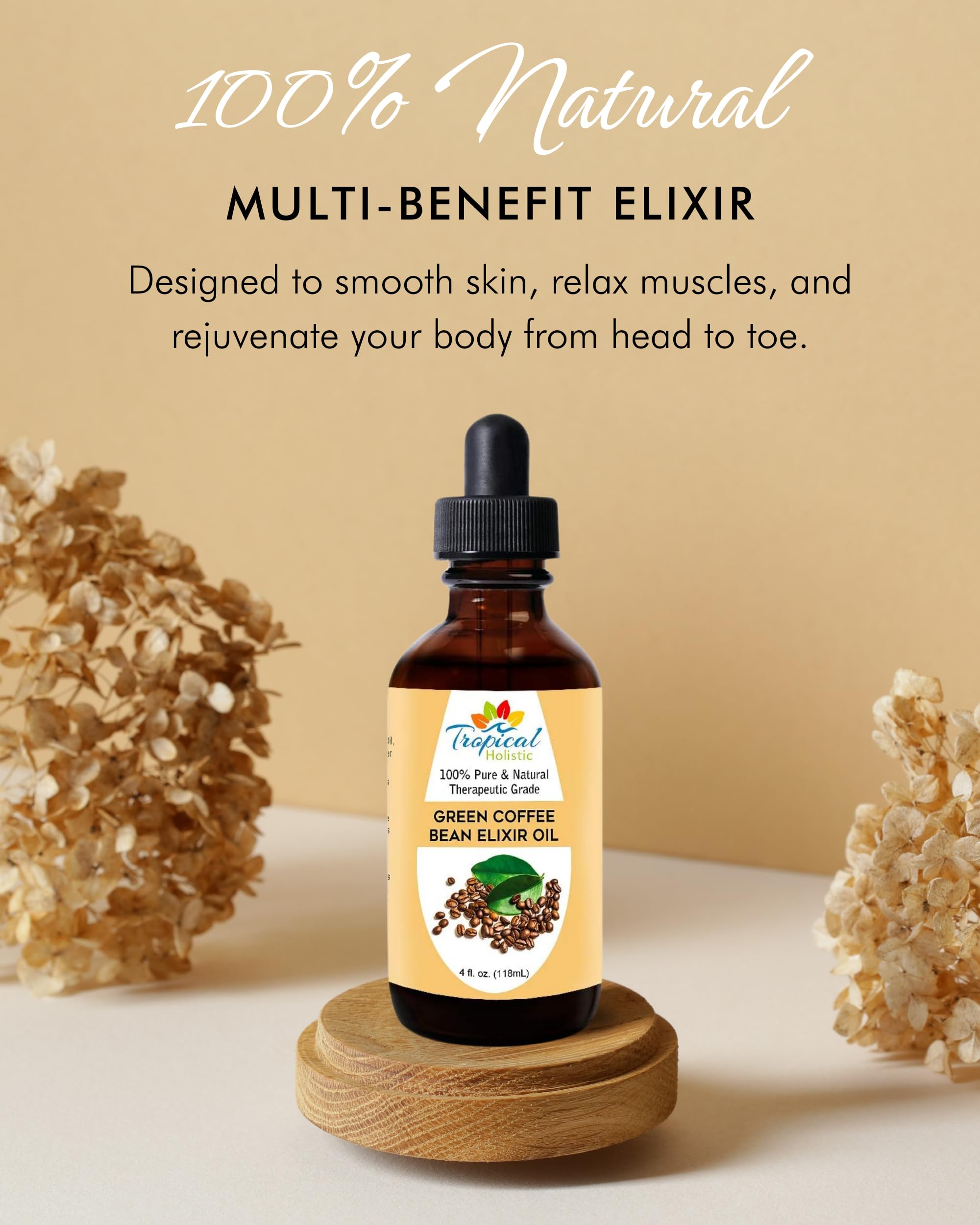 Tropical Holistic Green Coffee Bean Extract Elixir Oil back view