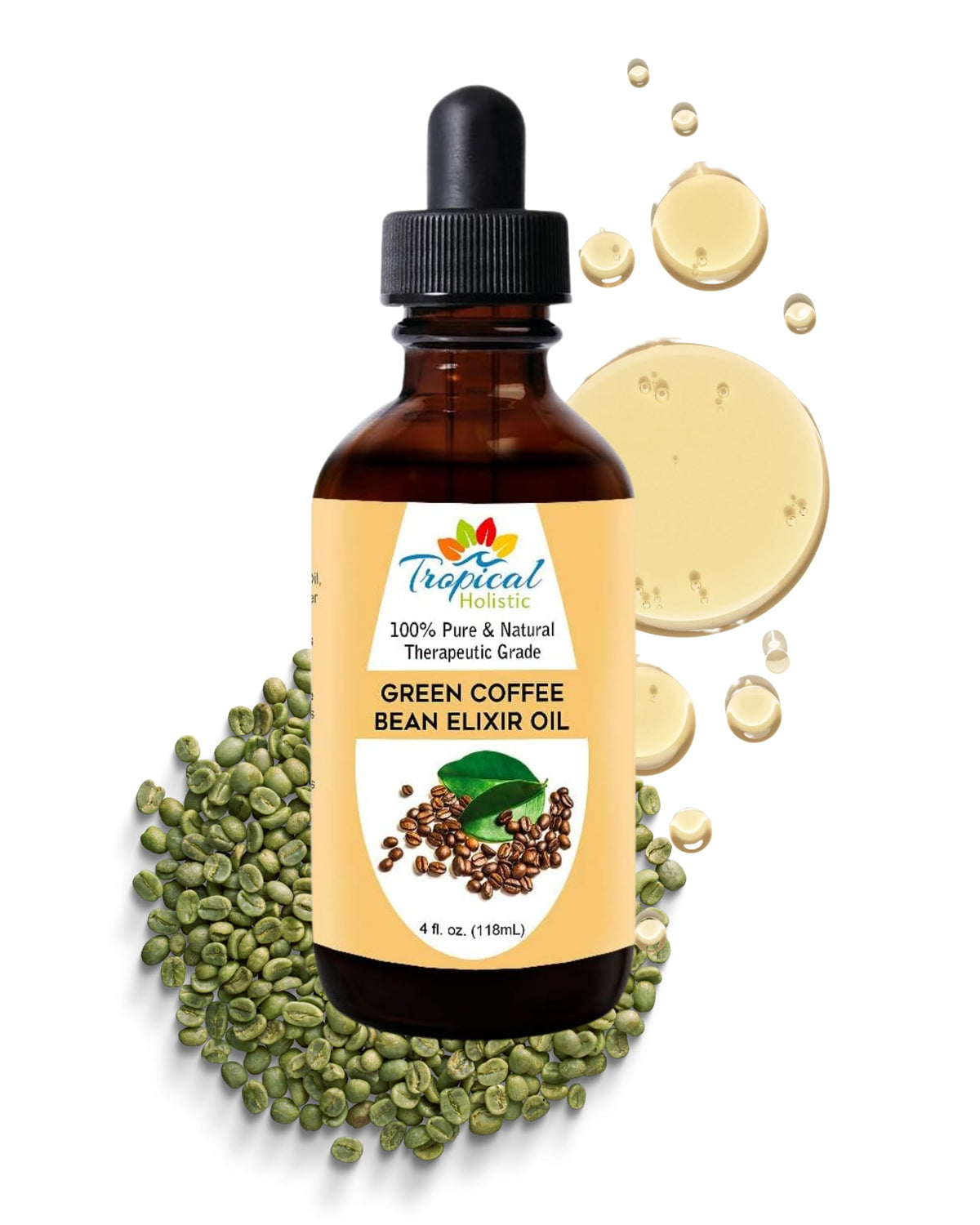 Tropical Holistic Green Coffee Bean Extract Elixir Oil front view