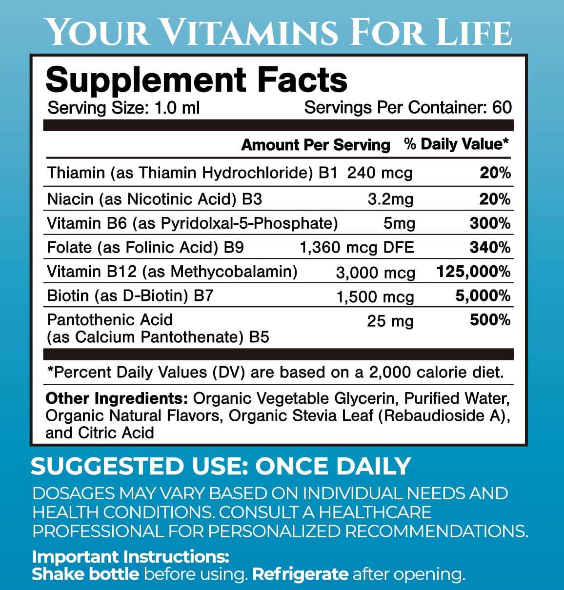 Tropical Oasis B Vitamin Complex Liquid Drops bottle with cap
