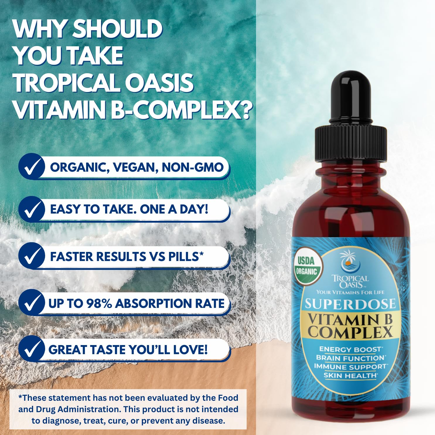 Tropical Oasis B Vitamin Complex Liquid Drops packaging
