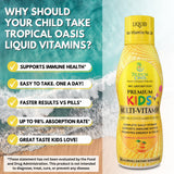 Tropical Oasis Kids Liquid Multivitamin 454g serving size on a spoon