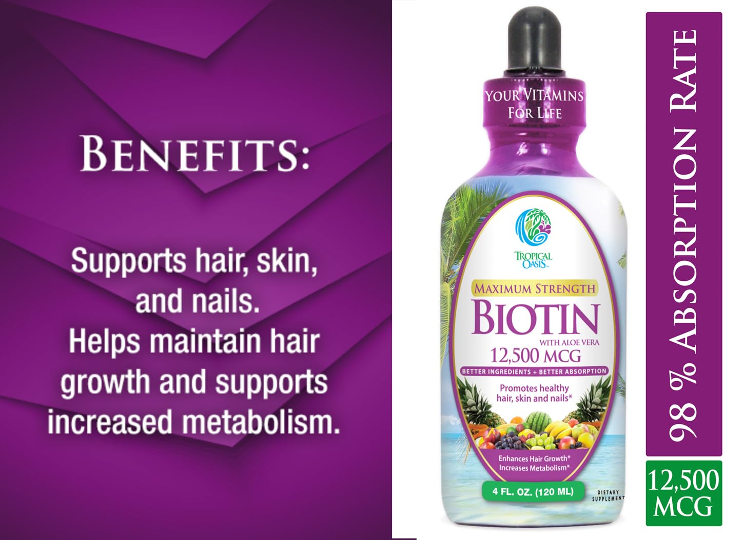 Tropical Oasis Liquid Biotin Supplement 113g lifestyle scene