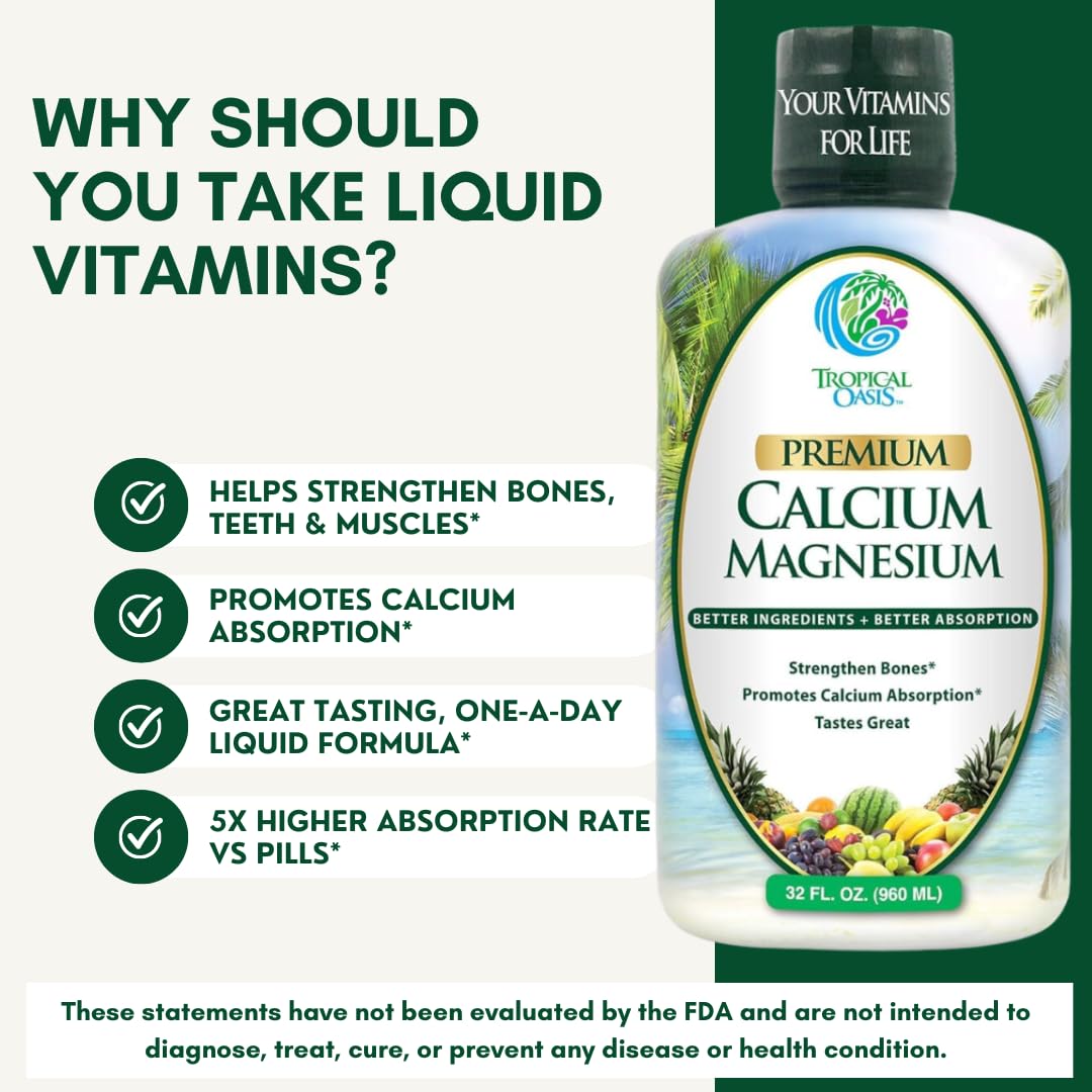 Tropical Oasis Liquid Calcium Magnesium 454g orange flavour nutritional information
