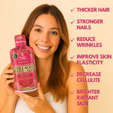 Tropical Oasis Liquid Collagen Glow on a wooden table