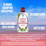 Tropical Oasis Liquid Joint Complete Formula in a glass with a measuring spoon