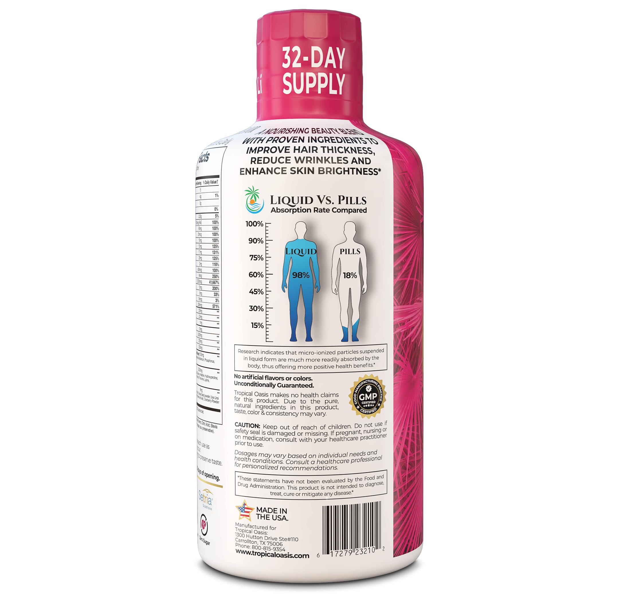 Tropical Oasis Liquid Multivitamin for Women 1139g ingredients list