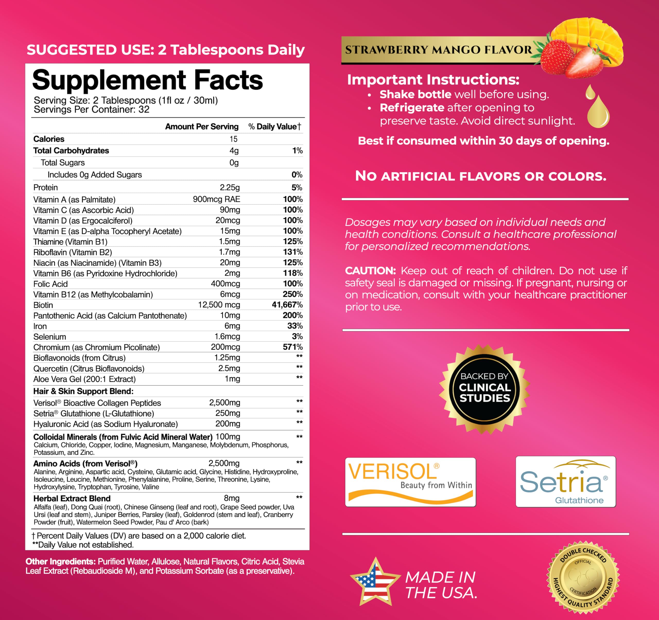 Tropical Oasis Liquid Multivitamin for Women 1139g side view