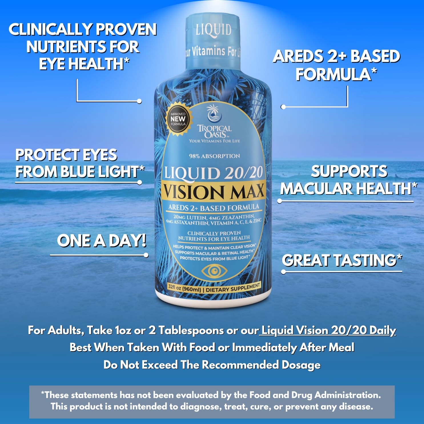 Tropical Oasis Lutein Eye Health Supplement ingredients list