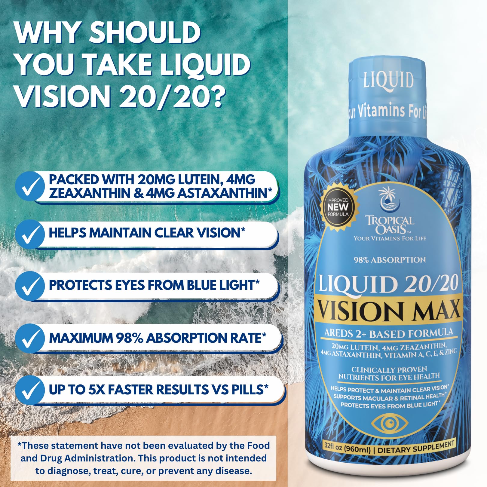Tropical Oasis Lutein Eye Health Supplement liquid shot