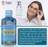 Tropical Oasis Lutein Eye Health Supplement with a measuring cup