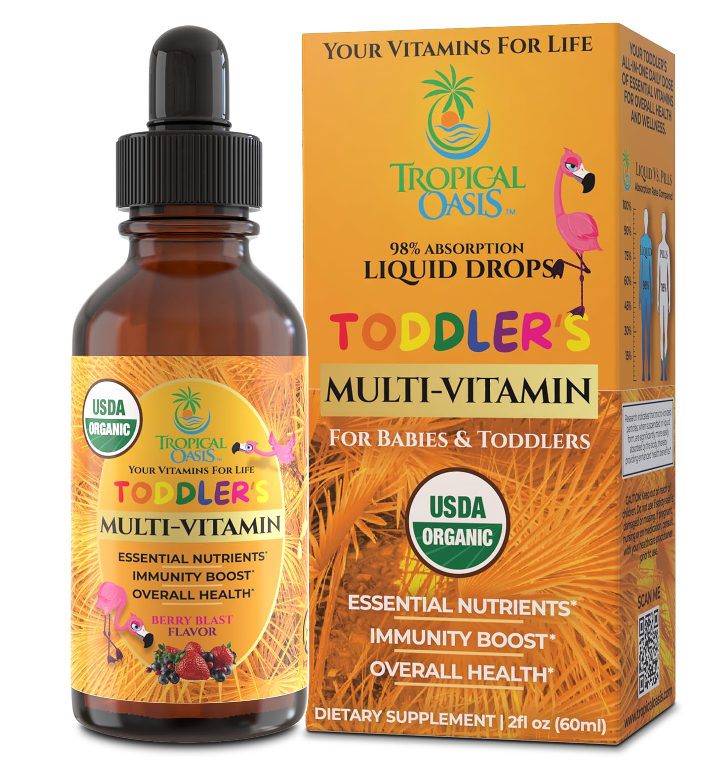 Tropical Oasis Organic Liquid Multivitamin Drops for Toddlers front view