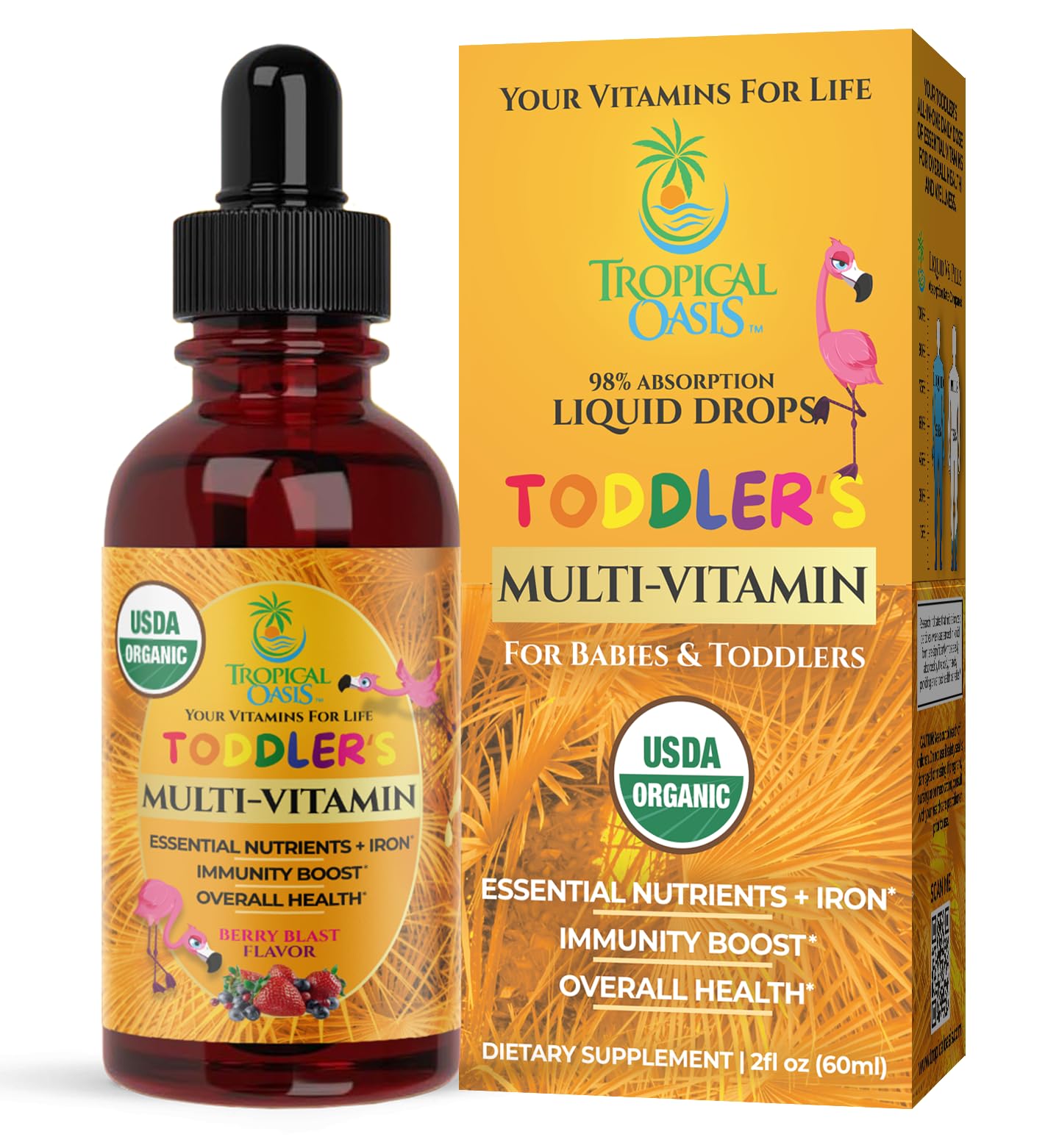Tropical Oasis Organic Liquid Multivitamin for Toddlers 150g front view