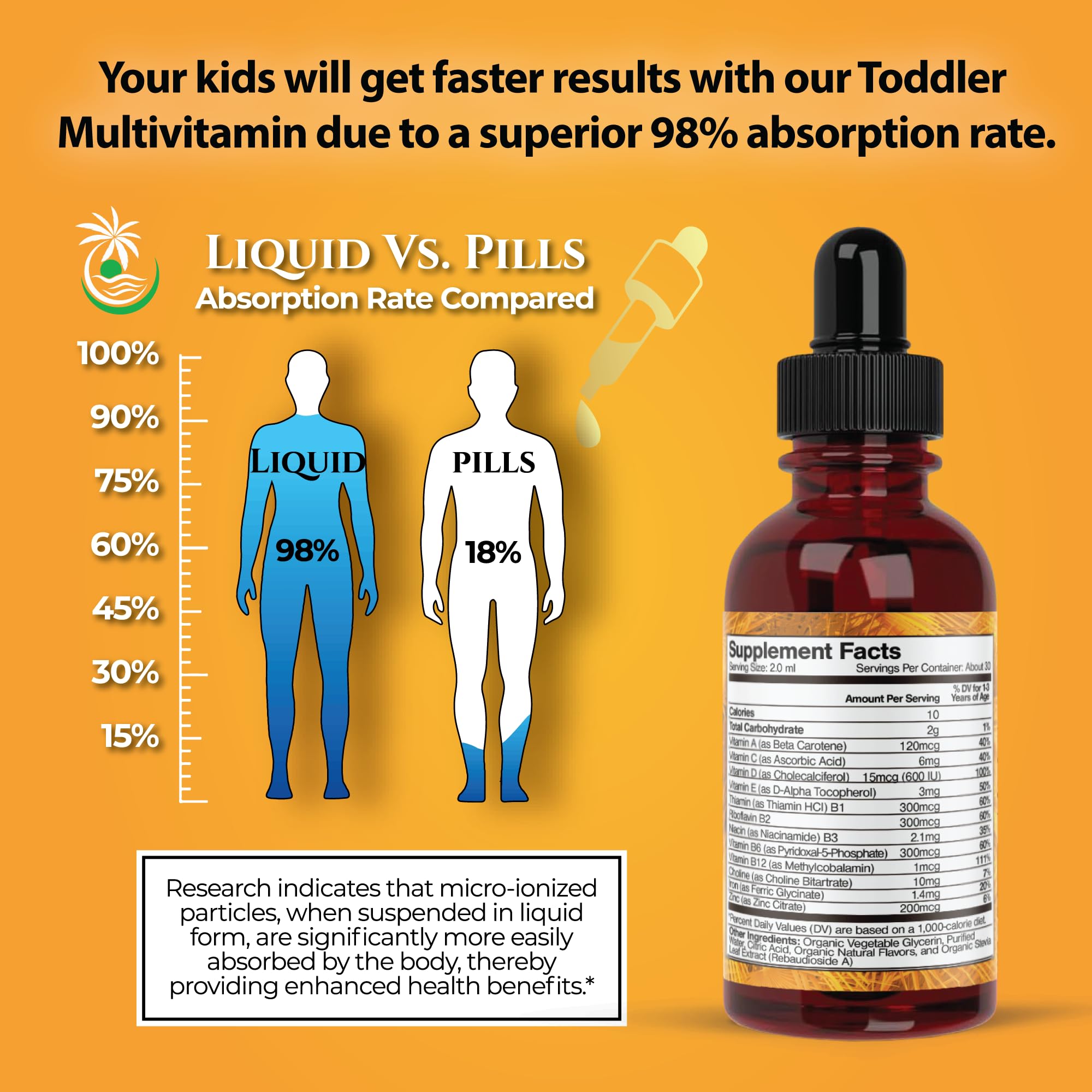 Tropical Oasis Organic Liquid Multivitamin for Toddlers 150g packaging