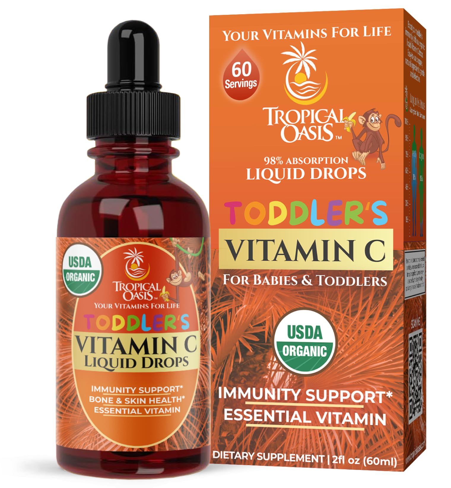 Tropical Oasis Organic Vitamin C Drops for Toddlers front view