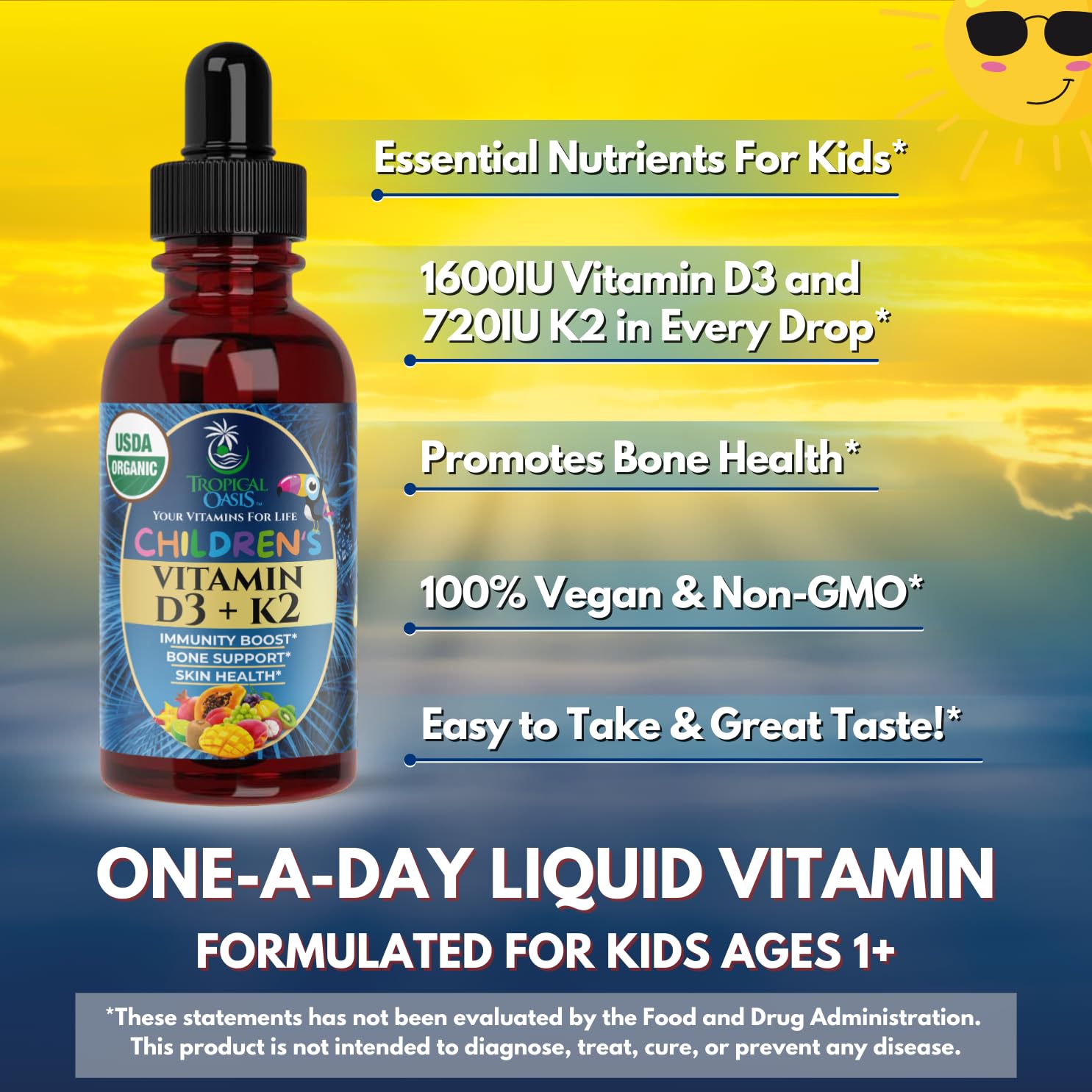 Tropical Oasis Organic Vitamin D3 K2 Drops ingredients list