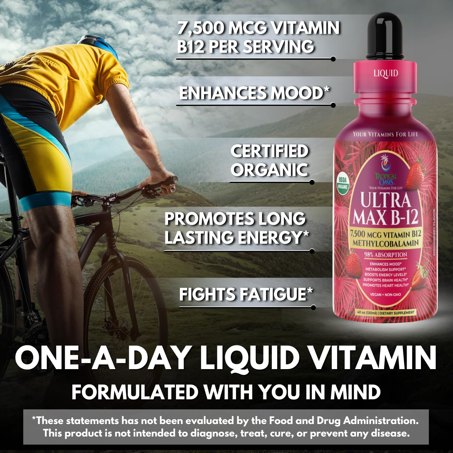 Tropical Oasis Ultra Max B12 Organic Drops packaging side view