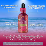 Tropical Oasis Ultra Max B12 Organic Drops with dosage information