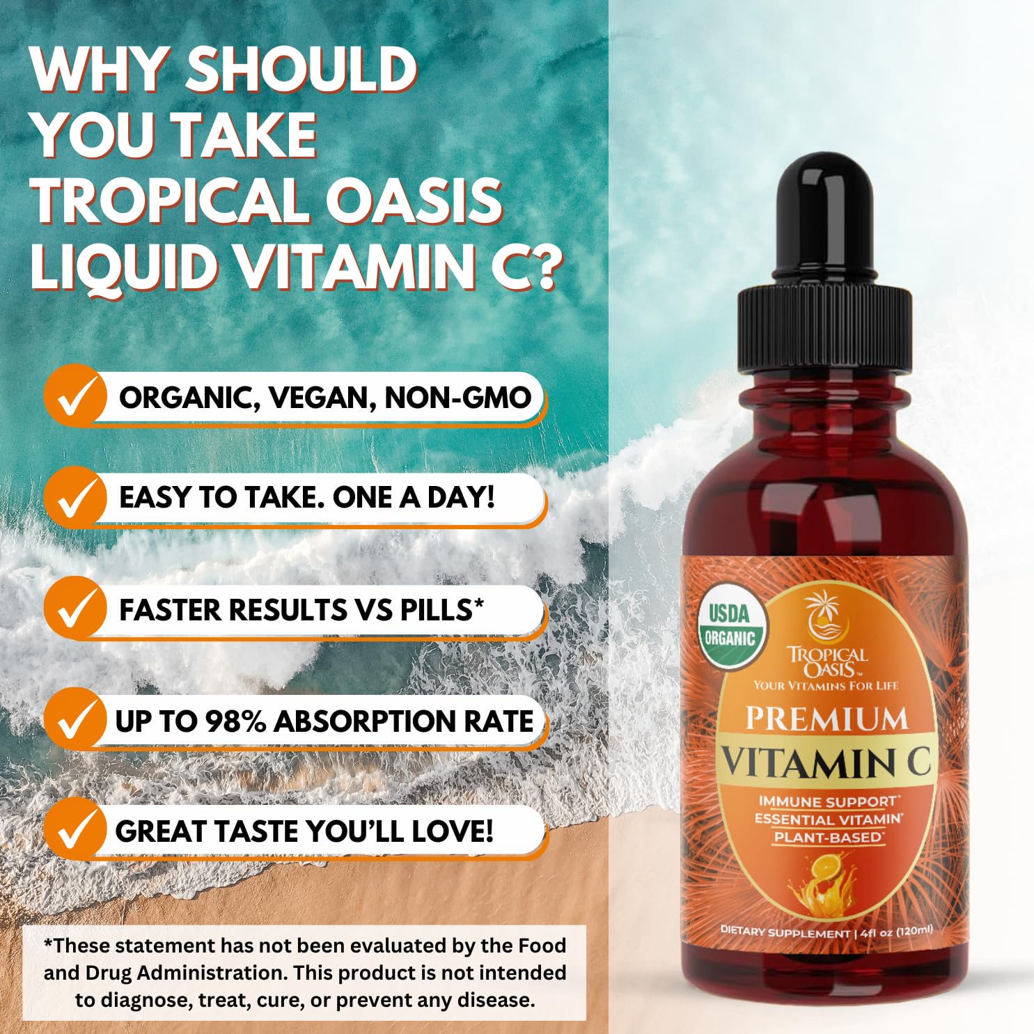 Tropical Oasis Vitamin C Liquid Drops 290g in a lifestyle setting