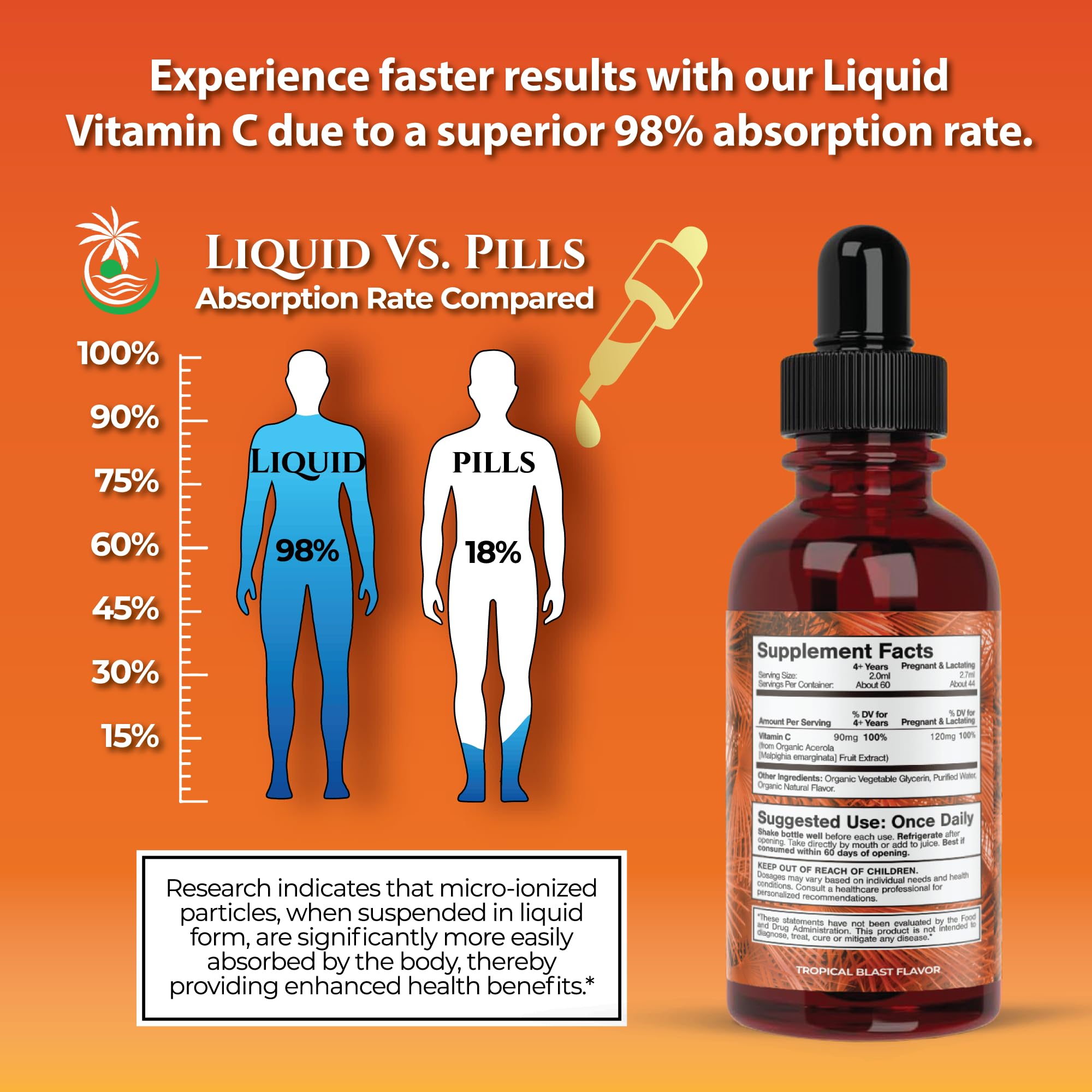 Tropical Oasis Vitamin C Liquid Drops 290g nutritional information