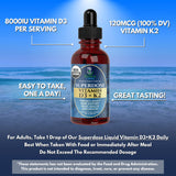 Tropical Oasis Vitamin D3 K2 Liquid Drops 8000 IU label close-up