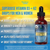 Tropical Oasis Vitamin D3 K2 Liquid Drops 8000 IU side view