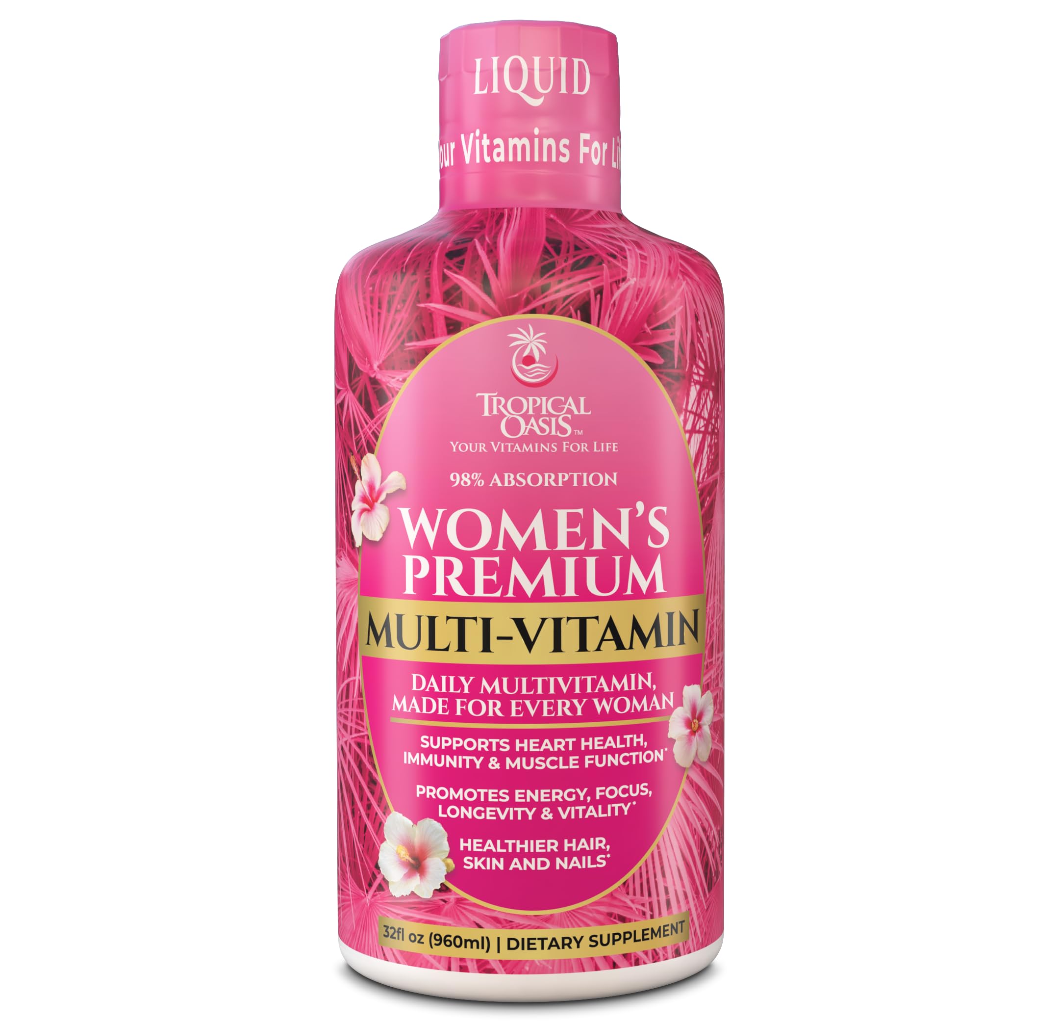 Tropical Oasis Women's Premium Liquid Multivitamin bottle front view