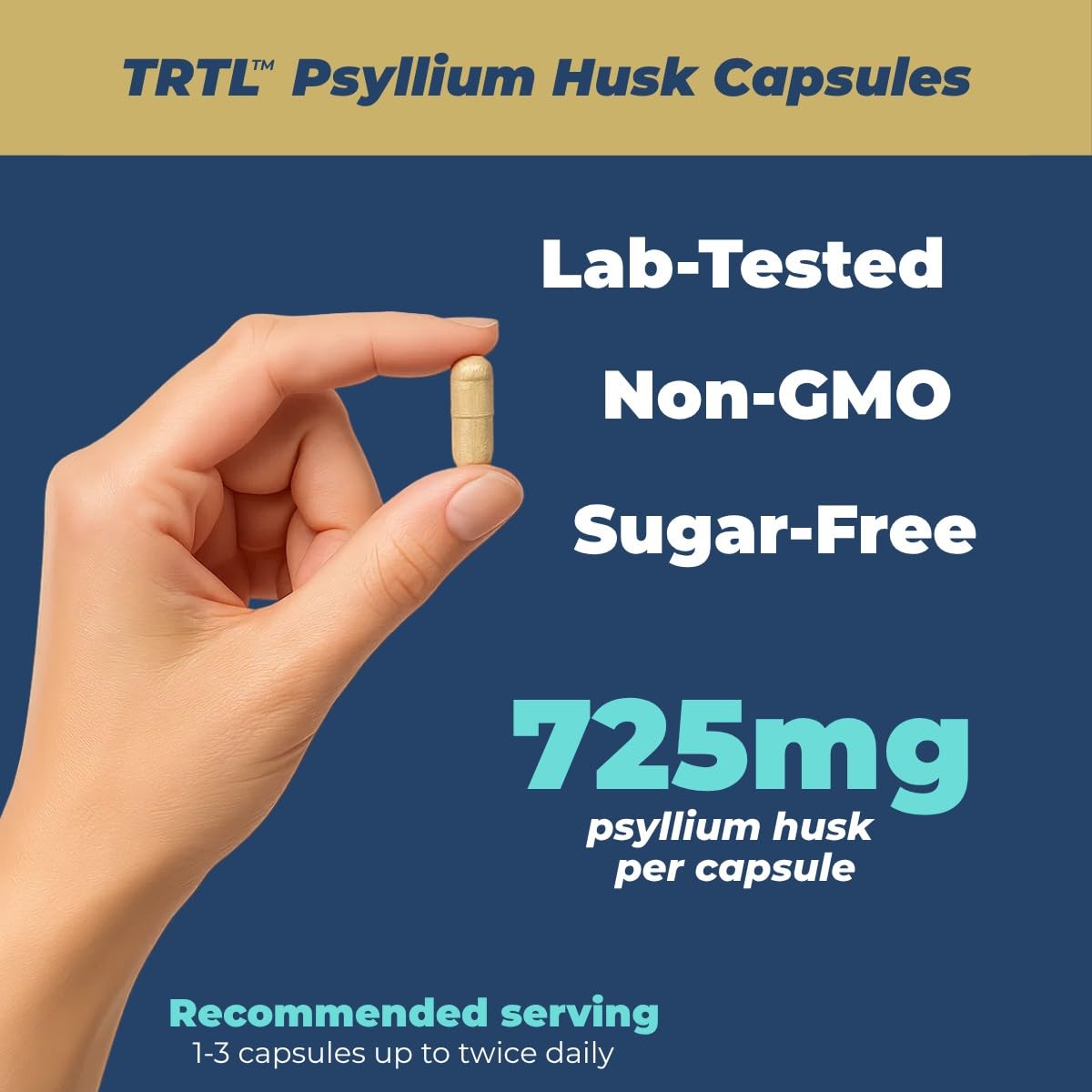 TRTL Supplements Psyllium Husk Capsules close-up of capsules