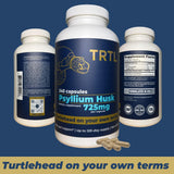 TRTL Supplements Psyllium Husk Fiber Capsules with a measuring spoon