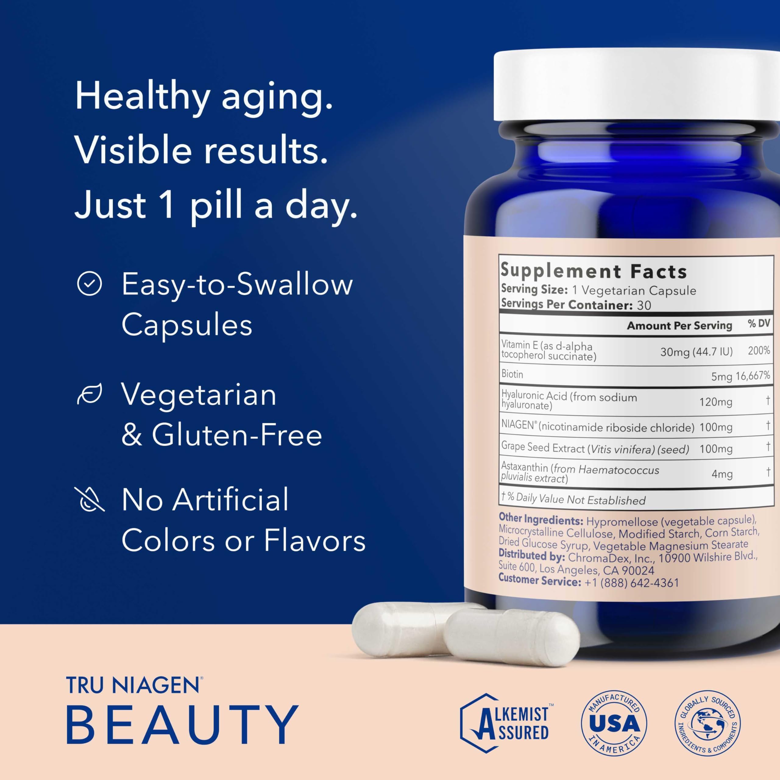 TRU NIAGEN Hyaluronic Acid supplement side view